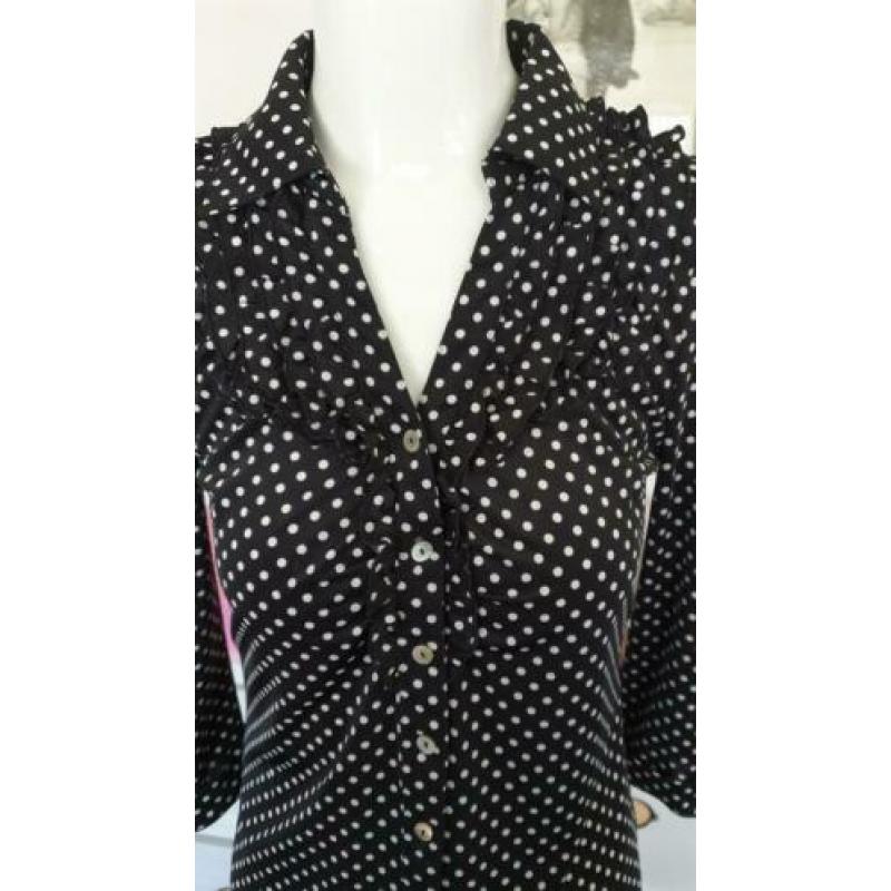Morgan zwarte blouse met dots, mt 36, zgan.