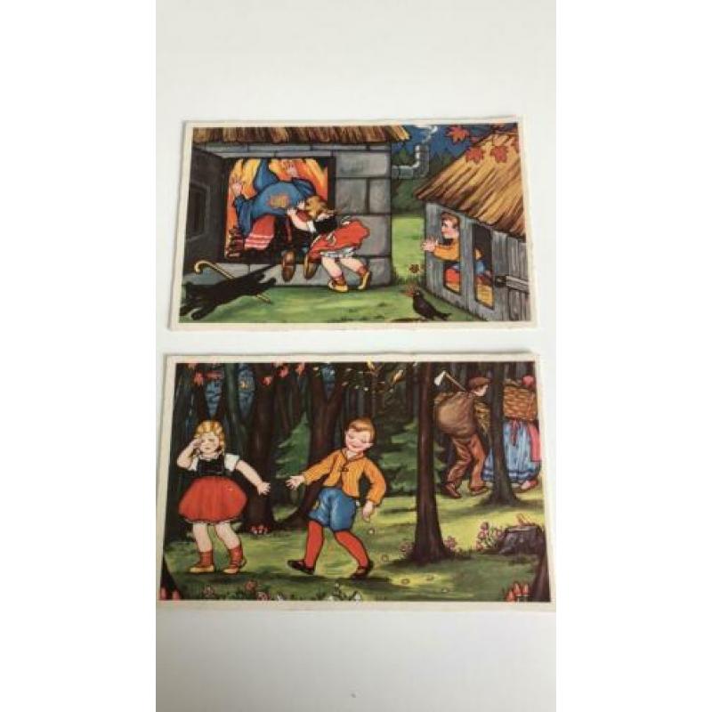 Sprookjeskaarten 8 stuks.Met tekst. Eind jaren 40.Ook p.st