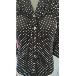 Morgan zwarte blouse met dots, mt 36, zgan.