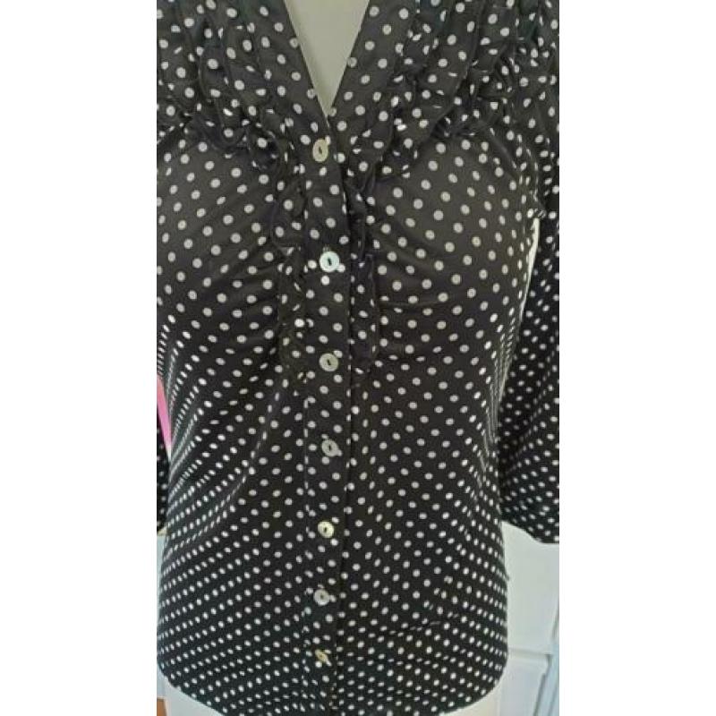 Morgan zwarte blouse met dots, mt 36, zgan.