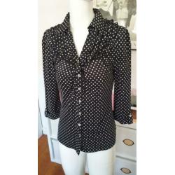 Morgan zwarte blouse met dots, mt 36, zgan.