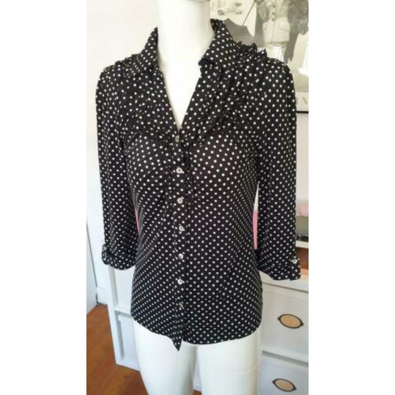 Morgan zwarte blouse met dots, mt 36, zgan.
