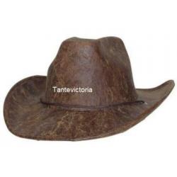 NIEUW Grote stoere cowboyhoed BRUIN lederlook 34687