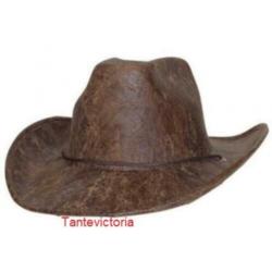 NIEUW Grote stoere cowboyhoed BRUIN lederlook 34687