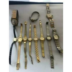 9 vintage dames horloges en 2 vintage herenhorloges