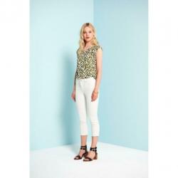 Steps shirt/top/blouse, wit geel/zwart patroon, mt 40, zgan