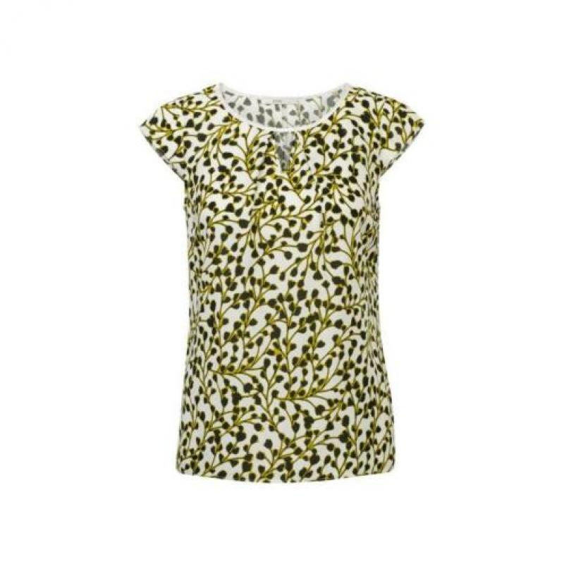 Steps shirt/top/blouse, wit geel/zwart patroon, mt 40, zgan