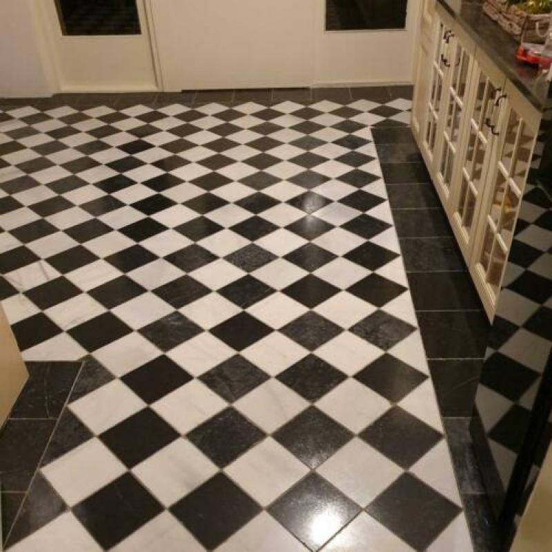 klassieke vloer zwart wit marmer 20x20 cm verouderd
