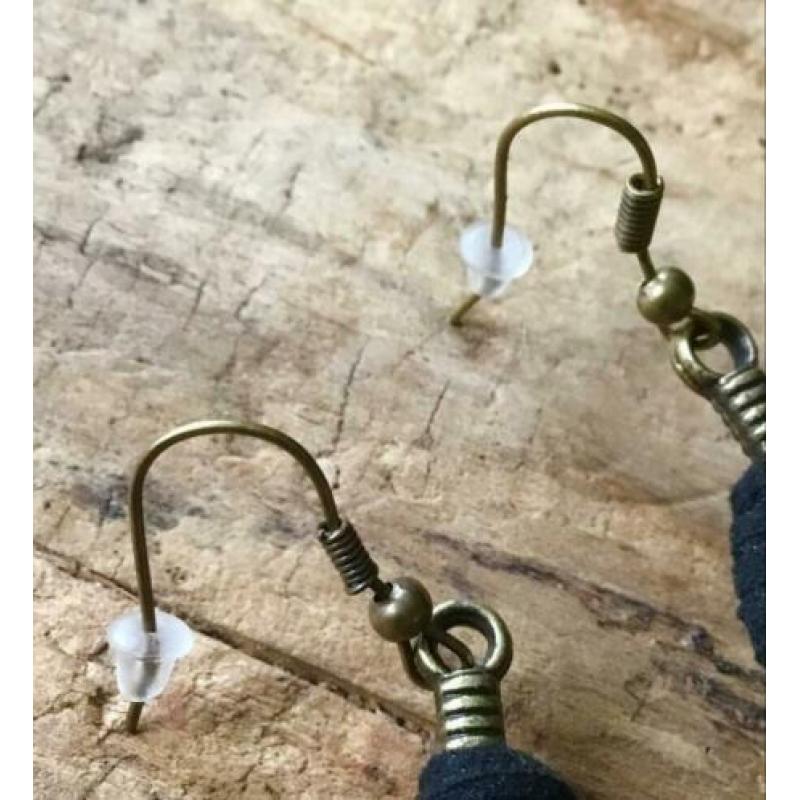 Steampunk festival oorbellen brons vergulde veer hangers