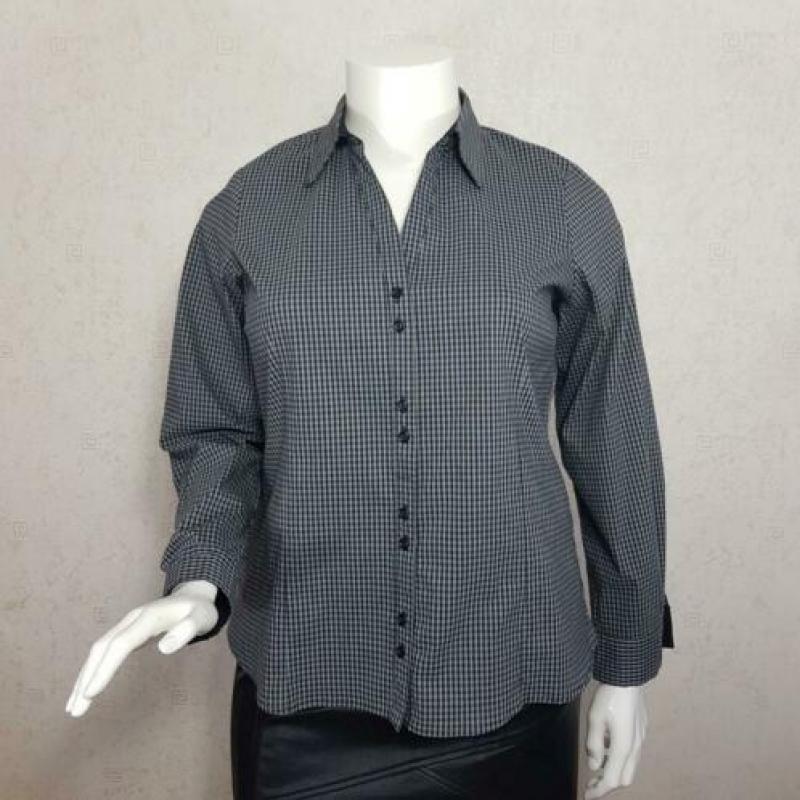 MSmode zwart wit geblokte blouse maat 50
