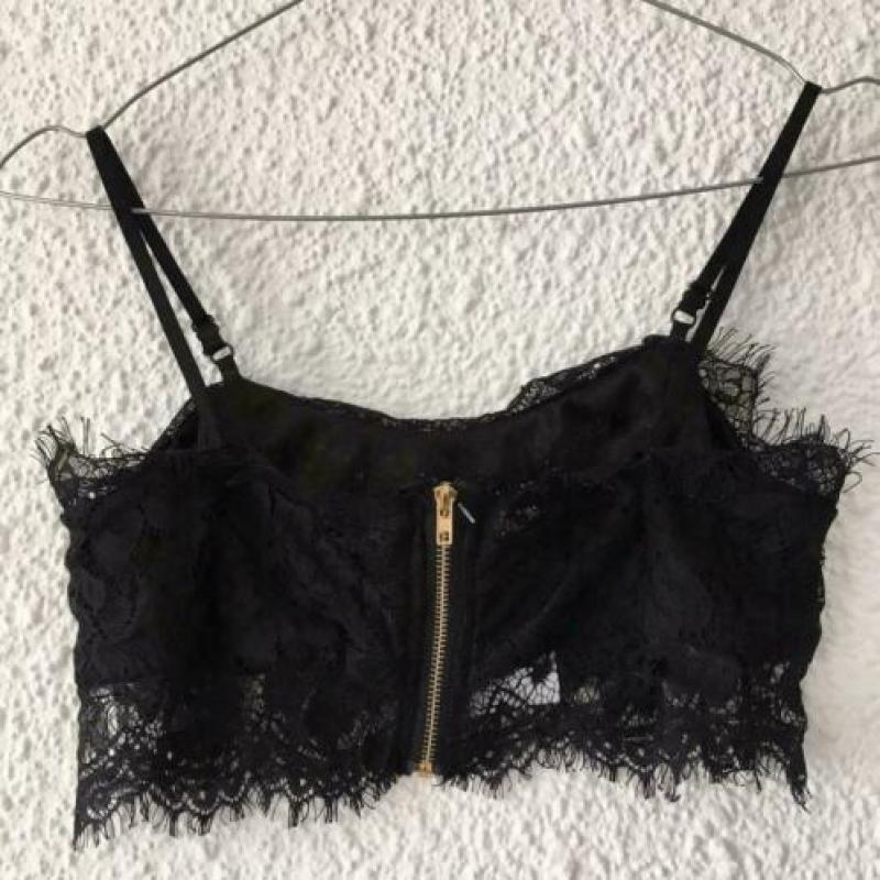 Zwarte Bralette met kant, Nieuw, maat M