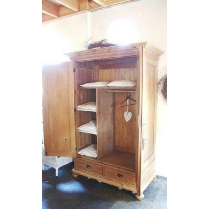 Landelijke antieke grenen 2-deurs kast custom made +bezorgen