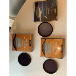 72 mm filters: ND2, ND4, ND8, polarisatie en rode filter