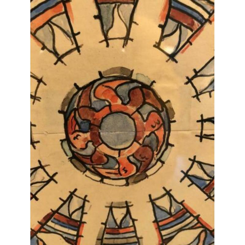 Glas in lood ontwerp schilderij 1946