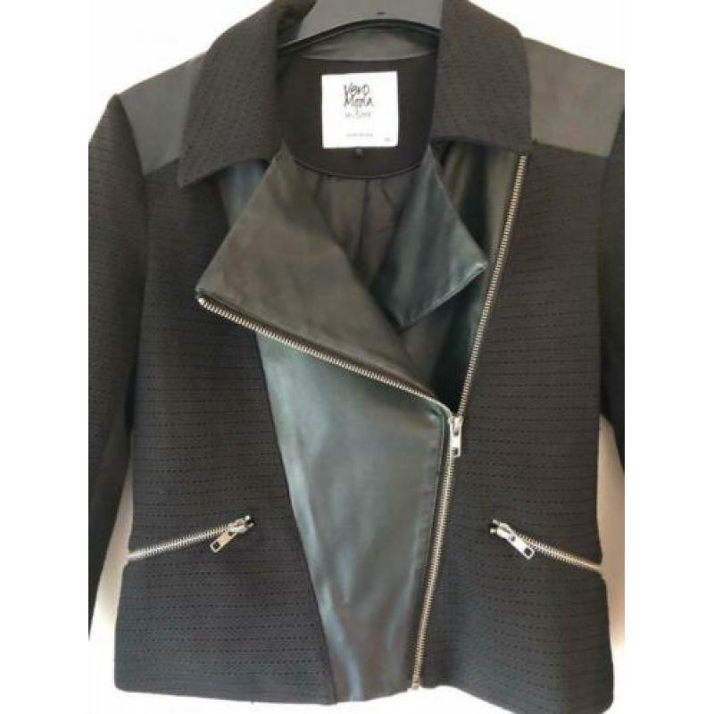 Zwart jasje van Vero moda met imitatieleer, maat 36 / s