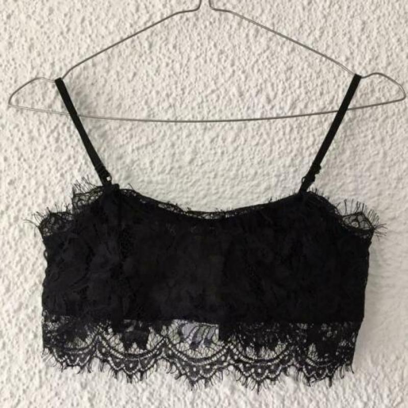 Zwarte Bralette met kant, Nieuw, maat M