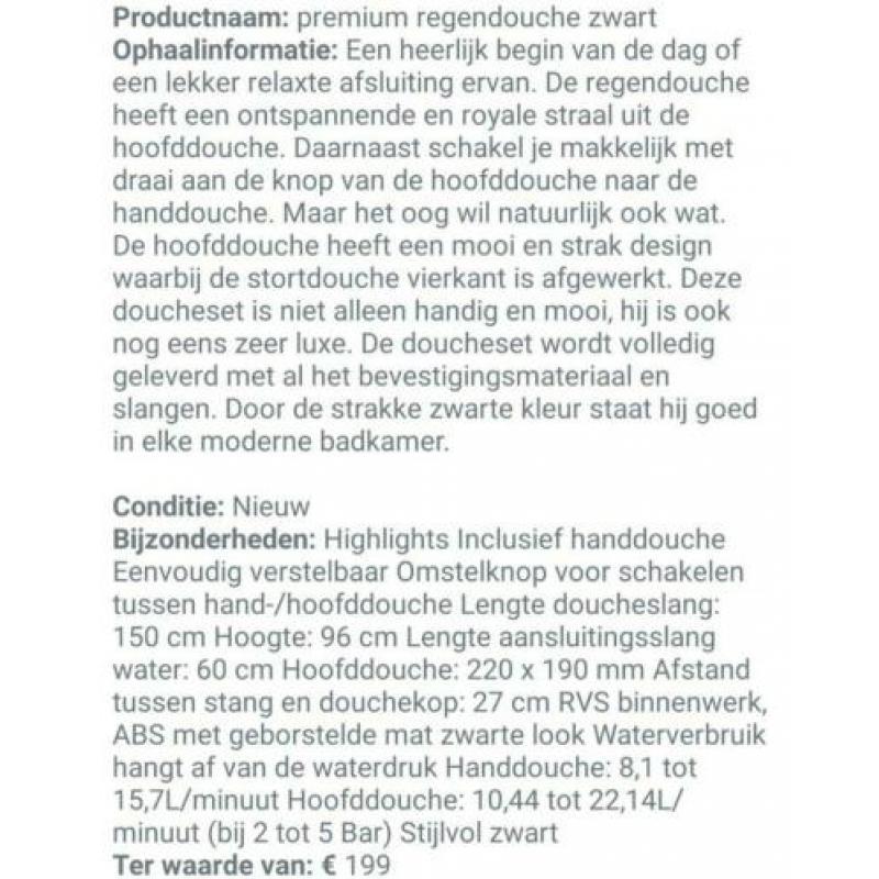 Splinternieuwe regendouche set mat zwart