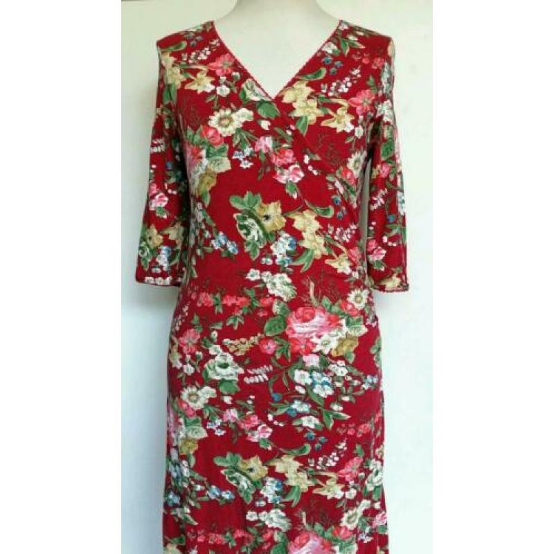 King Louie overslag Bloem print jurk M 38 Rood