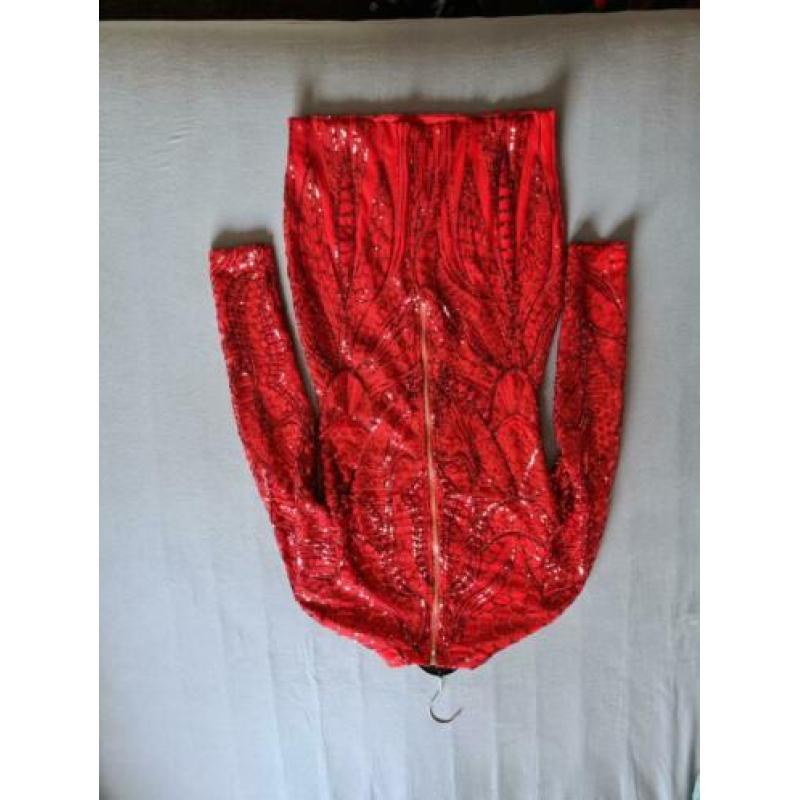 rode pailletten jurk maat S