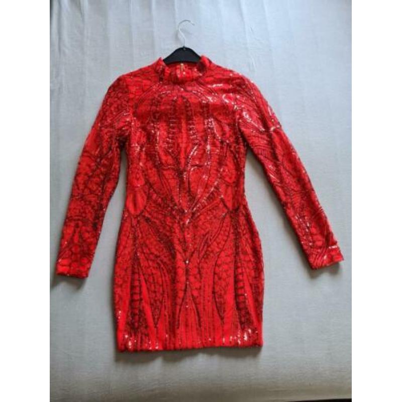 rode pailletten jurk maat S