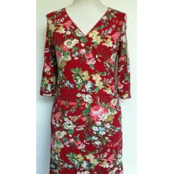 King Louie overslag Bloem print jurk M 38 Rood