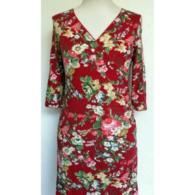 King Louie overslag Bloem print jurk M 38 Rood