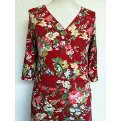 King Louie overslag Bloem print jurk M 38 Rood