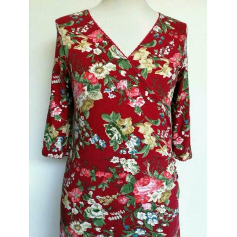 King Louie overslag Bloem print jurk M 38 Rood