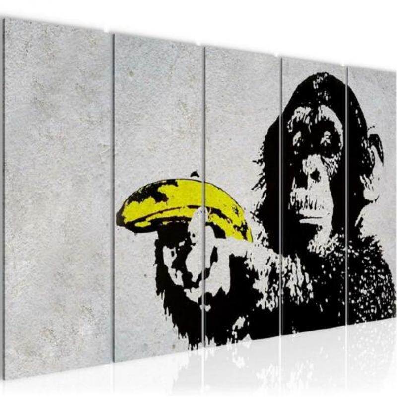 Canvas schilderij 5 luik Banksy Life is Beautiful 220 x 80cm