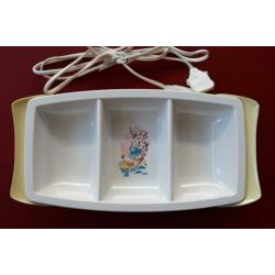 Vintage electrisch warmhoudbord baby