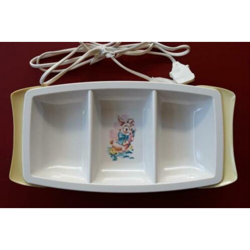 Vintage electrisch warmhoudbord baby