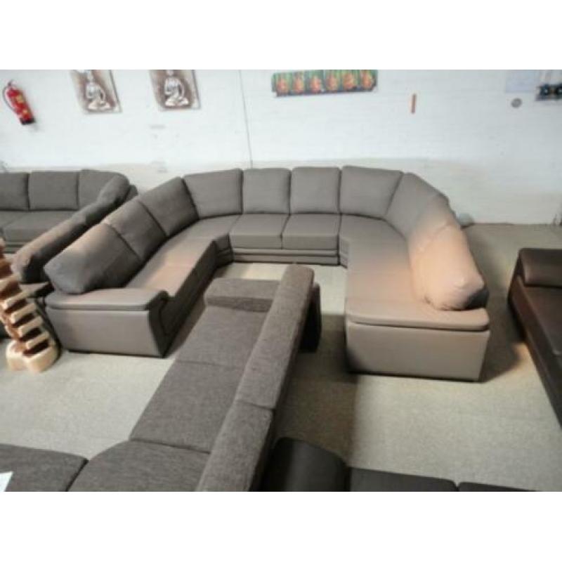 n160 taupe leder xl u hoekbank
