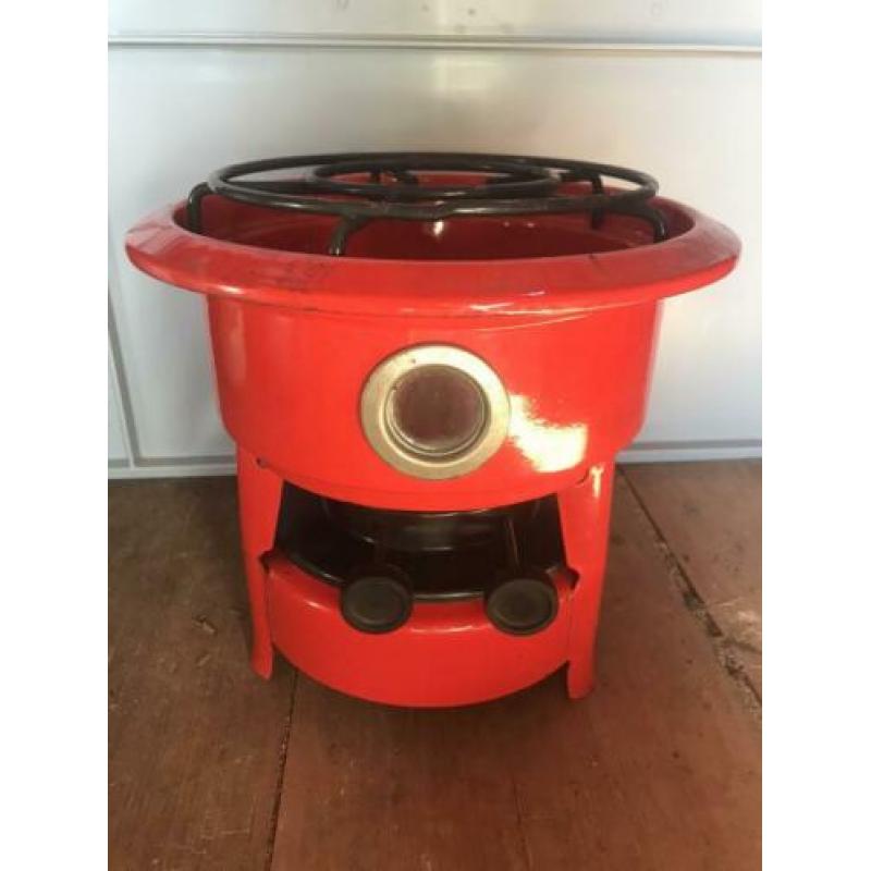 Petroleum stel, rood emaille