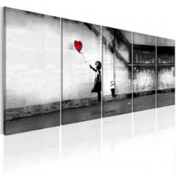 Canvas schilderij 5 luik Banksy Life is Beautiful 220 x 80cm