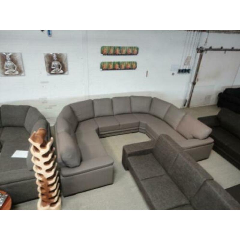 n160 taupe leder xl u hoekbank