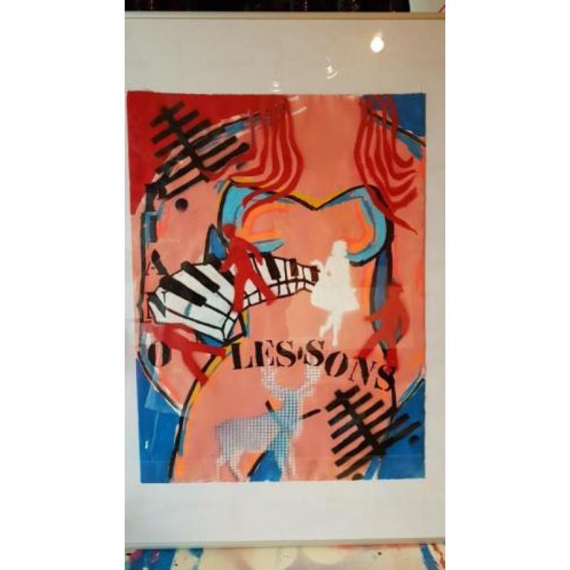 Canvas in Lijst schilderij ABSTRACT 80X60X4CM