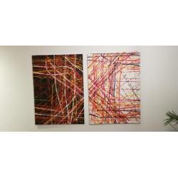 Groot abstract modern schilderij, 2 luik.