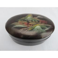 Antiek lakdoosje met landschap beschildering Japan ca. 1900