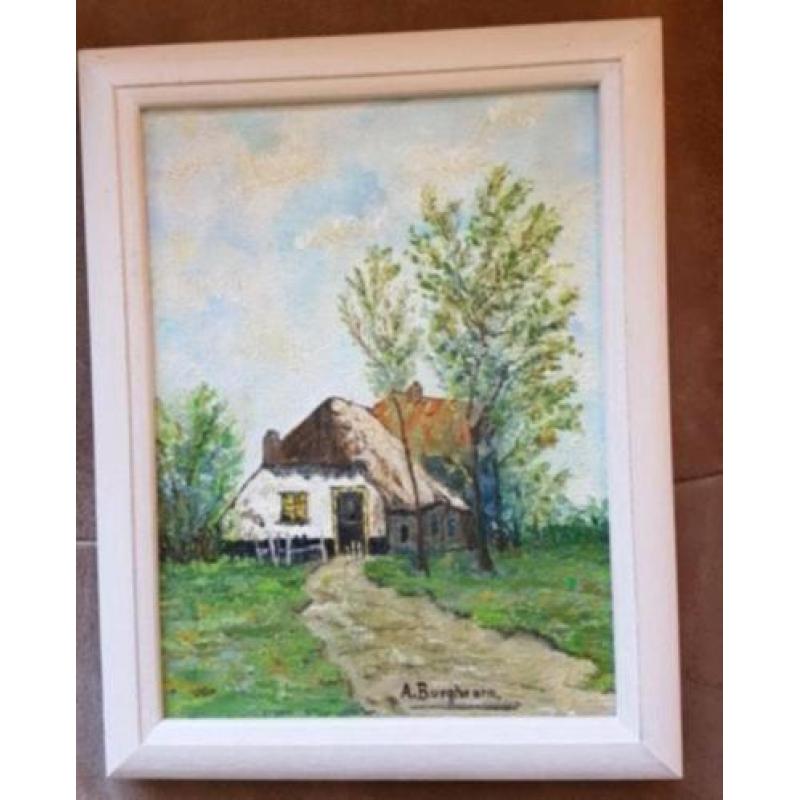 Olieverf schilderij boerderij Gesigneerd A. Burghoorn
