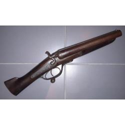 Antiek Engels hagel pistool geweer kal 12 zwartkruit