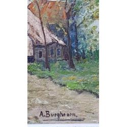 Olieverf schilderij boerderij Gesigneerd A. Burghoorn
