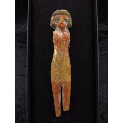 Egyptian wooden painted statue of Lady
