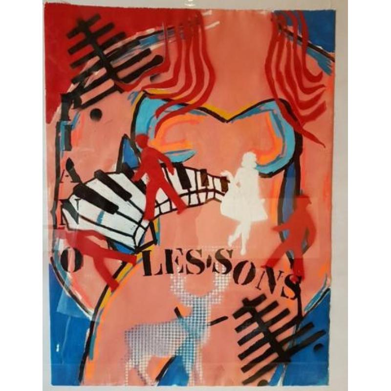 Canvas in Lijst schilderij ABSTRACT 80X60X4CM