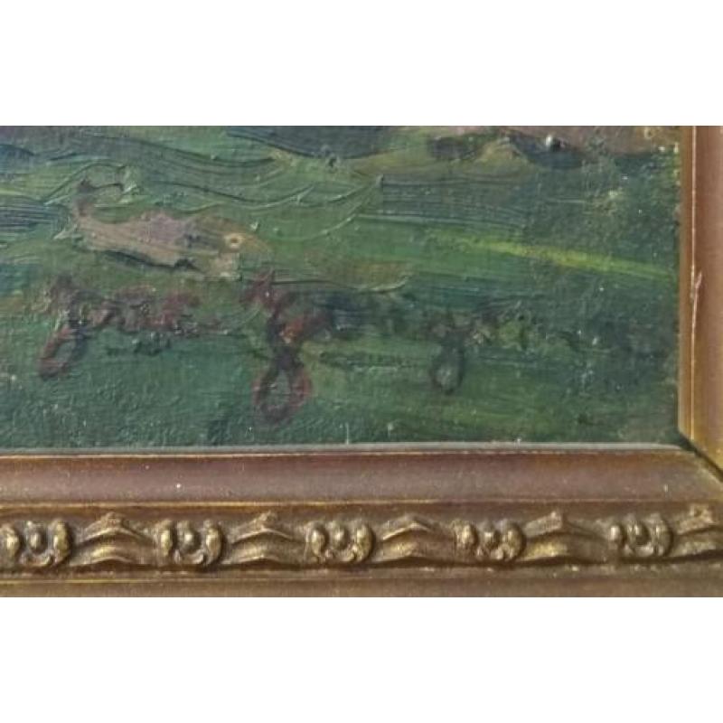 Olieverf schilderij in oude lijst