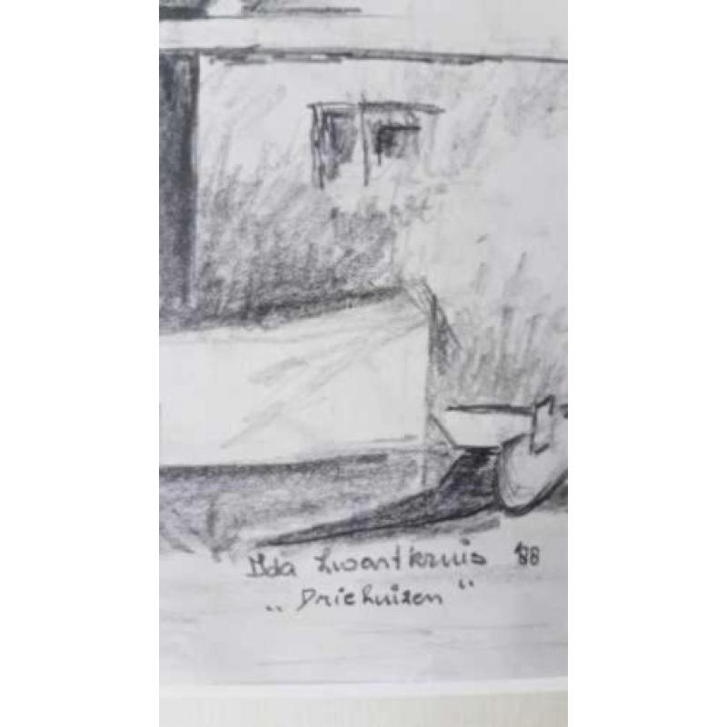 originele tekening Ida Zwartkruis 1988 Driehuizen, Oostdijk