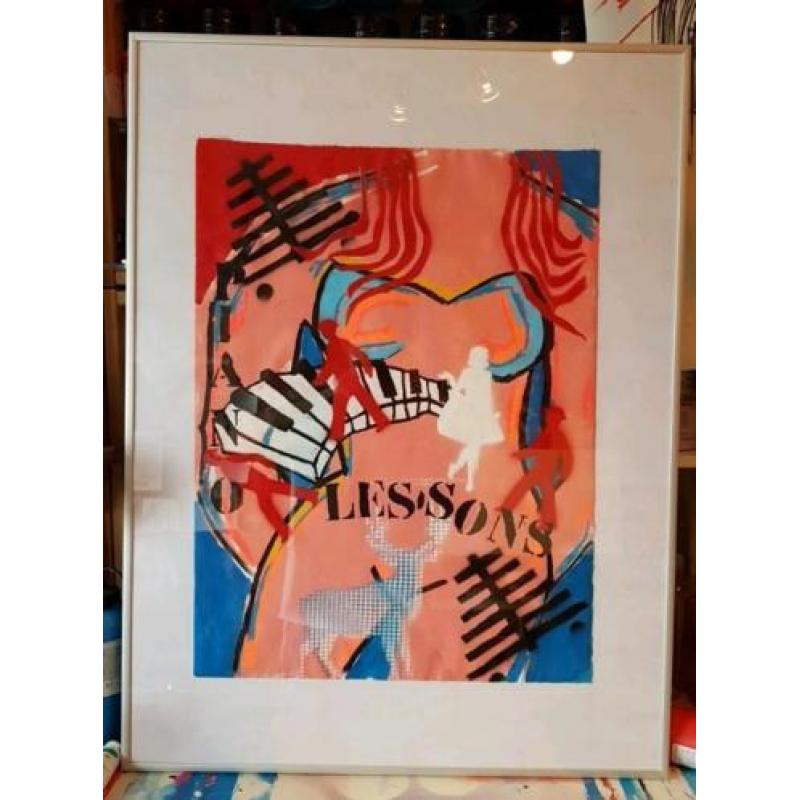 Canvas in Lijst schilderij ABSTRACT 80X60X4CM
