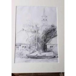 originele tekening Ida Zwartkruis 1988 Driehuizen, Oostdijk