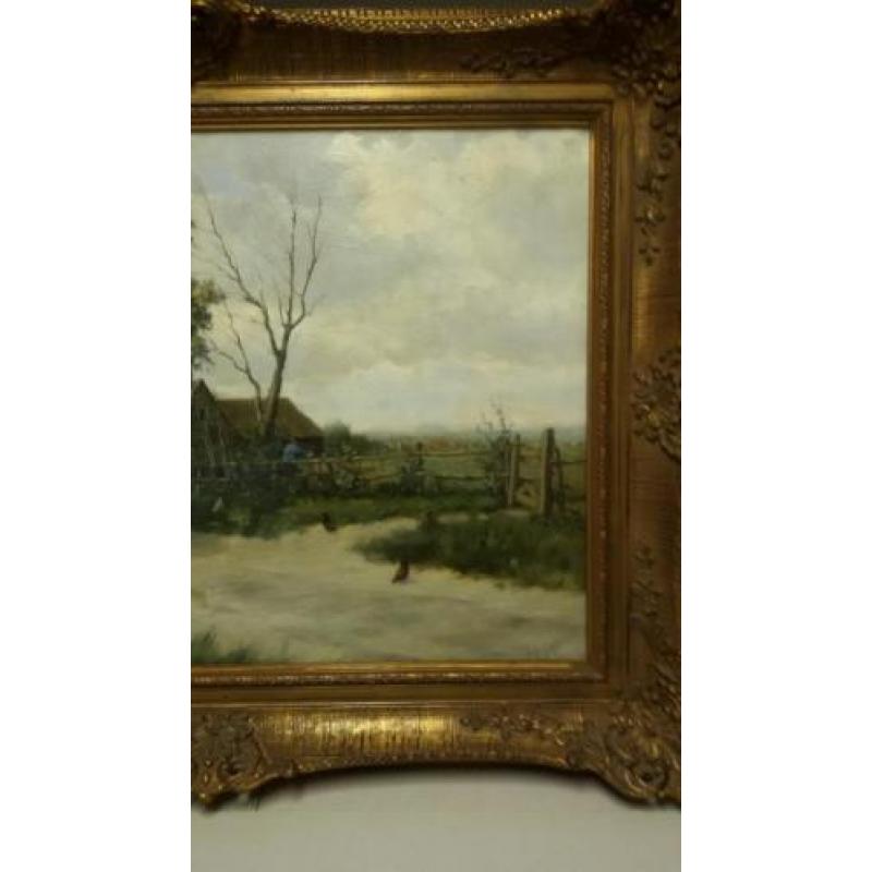 Olieverf schilderij in ornamentlijst