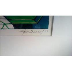 "Stilleven"Prachtige gesigneerde houtsnede gedateerd '90