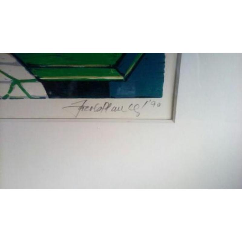 "Stilleven"Prachtige gesigneerde houtsnede gedateerd '90